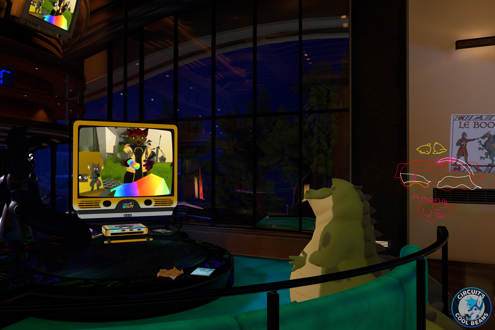 In the game room with UNO, this is one of the photos.